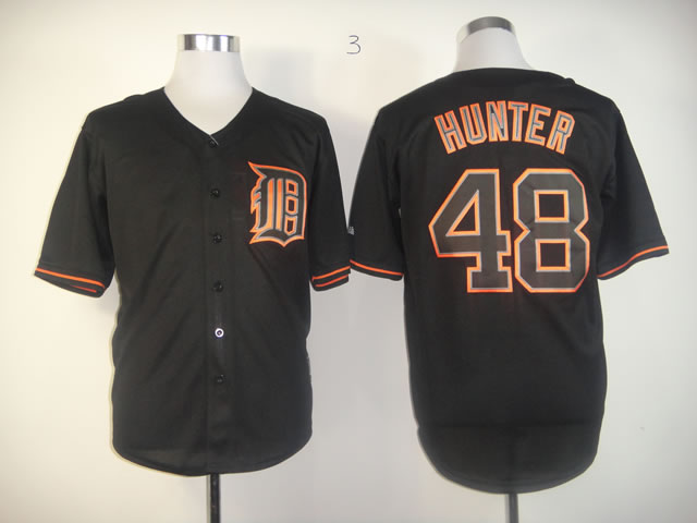 Men Detroit Tigers 48 Hunter Black MLB Jerseys